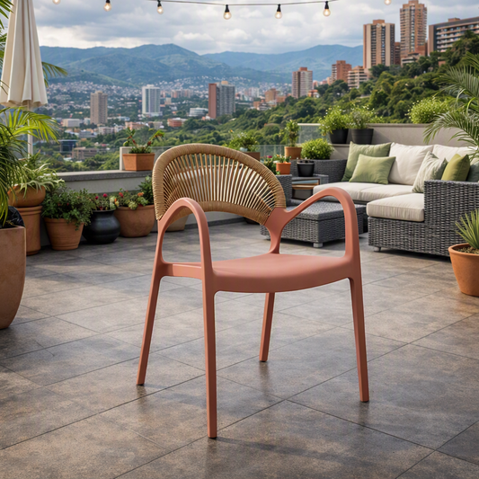 Silla Daytona, Salmón, con Espaldar, Reposa Brazos y Diseño Minimalista