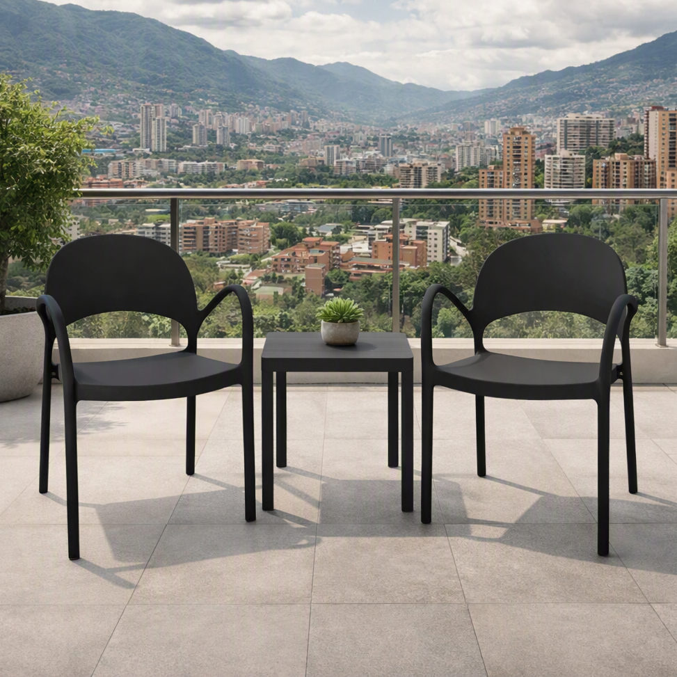 Silla Bremen, Negra, con Espaldar, Reposa Brazos y Diseño Minimalista