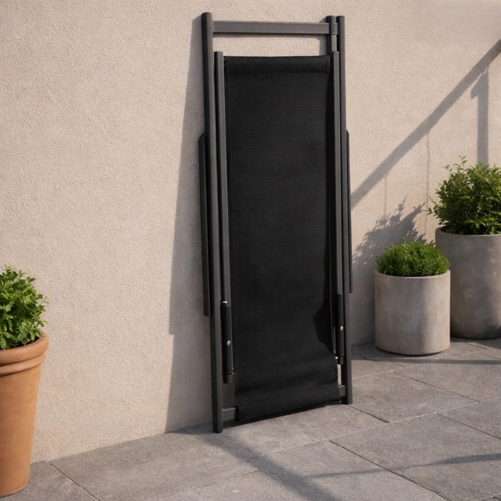 Set de 4 Sillas Plegable Reclinable Kenya, Negro, con Tres Posiciones