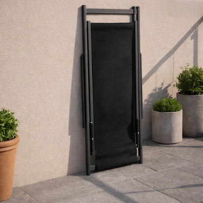 Set de 4 Sillas Plegable Reclinable Kenya, Negro, con Tres Posiciones