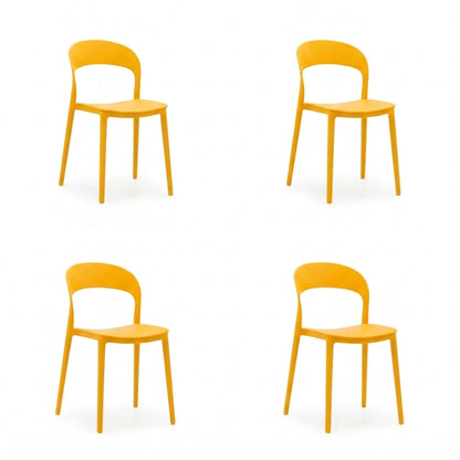 Set de 4 Sillas Patrick, Color Naranja, con Espaldar y Diseño Moderno
