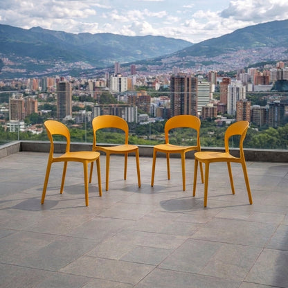 Set de 4 Sillas Patrick, Color Naranja, con Espaldar y Diseño Moderno