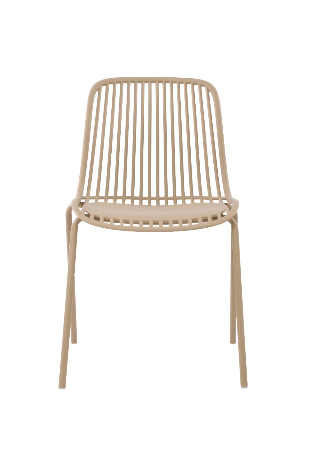 Set de 2 Sillas Barcelona, Color Beige, con Espaldar en Líneas Diseño Moderno