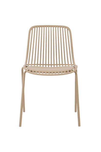 Set de 6 Sillas Barcelona, Color Beige, con Espaldar en Líneas Diseño Moderno