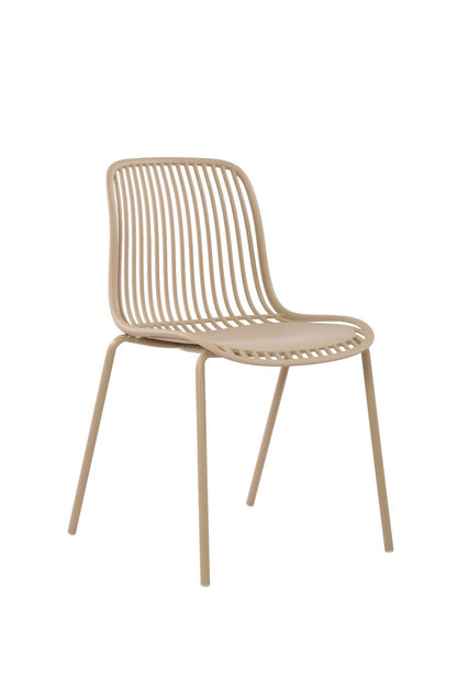 Set de 2 Sillas Barcelona, Color Beige, con Espaldar en Líneas Diseño Moderno