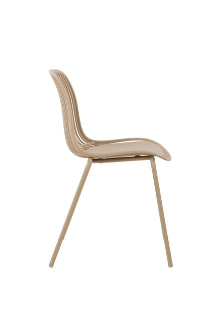 Set de 6 Sillas Barcelona, Color Beige, con Espaldar en Líneas Diseño Moderno