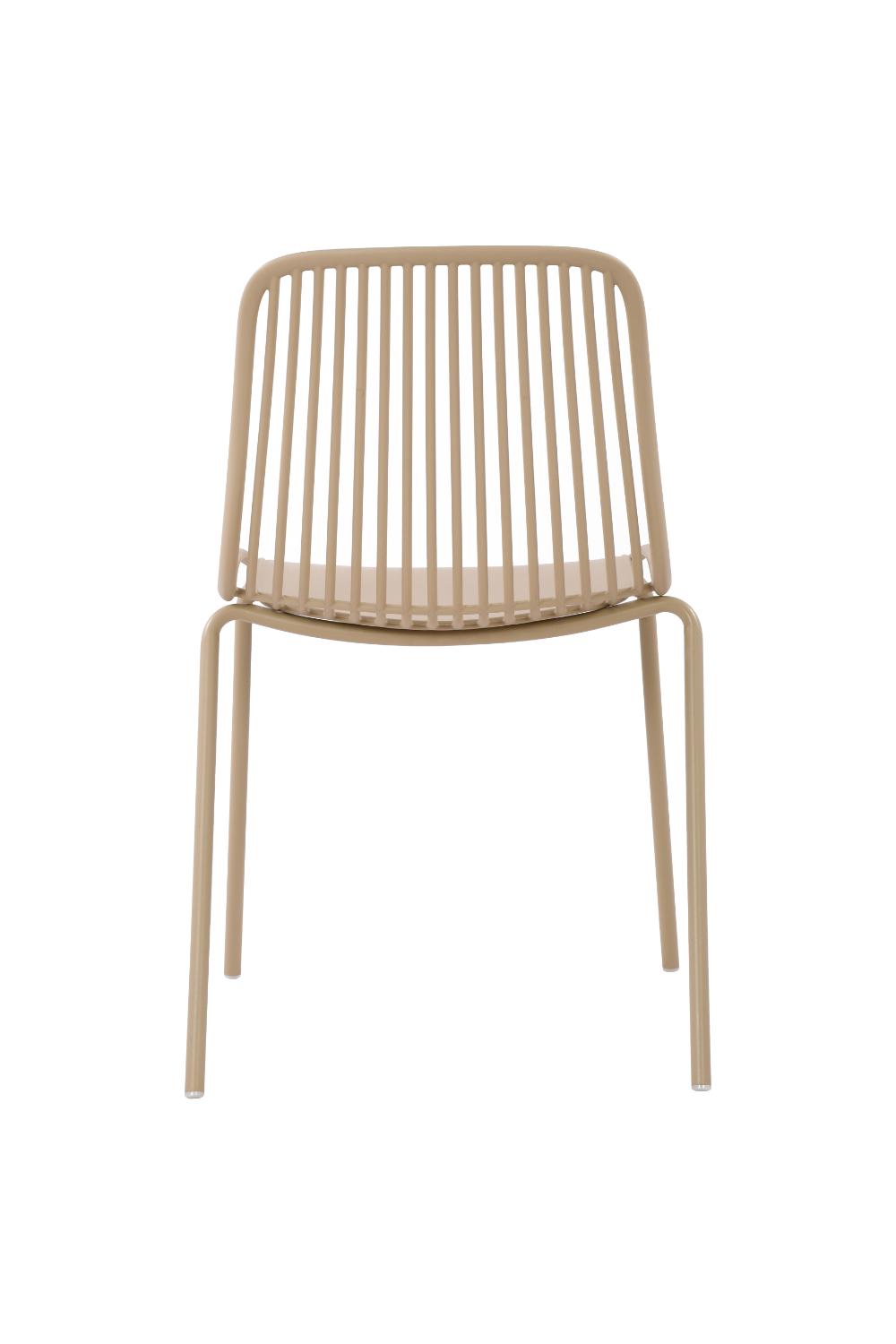 Set de 2 Sillas Barcelona, Color Beige, con Espaldar en Líneas Diseño Moderno