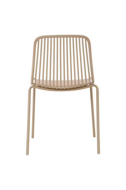 Set de 2 Sillas Barcelona, Color Beige, con Espaldar en Líneas Diseño Moderno