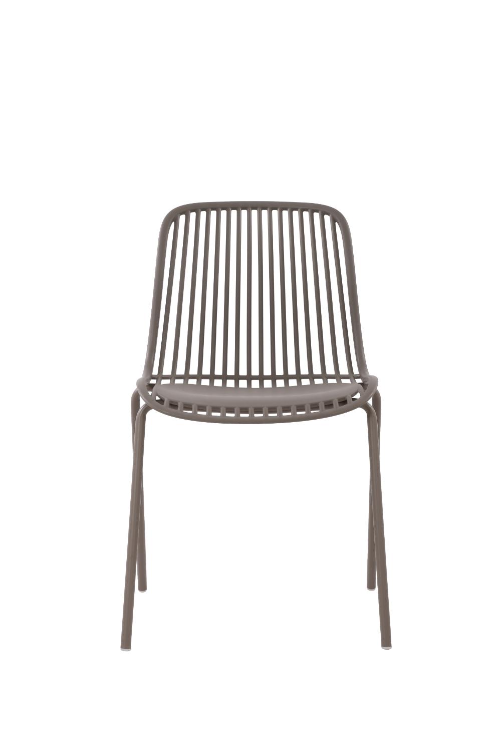 Set de 2 Sillas Barcelona, Color Taupe, con Espaldar en Líneas Diseño Moderno