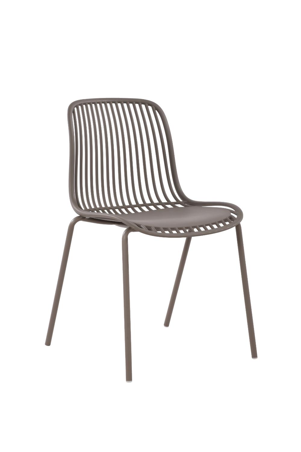 Set de 2 Sillas Barcelona, Color Taupe, con Espaldar en Líneas Diseño Moderno