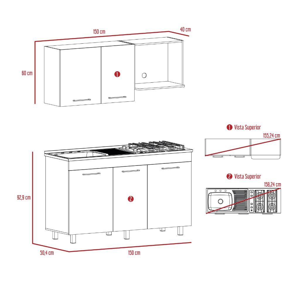 Cocina Integral Deneb color Blanco y Wengue.