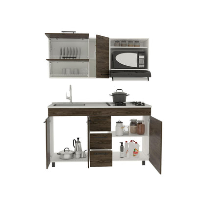 Cocina Integral Argent color Chocolate y Blanco.