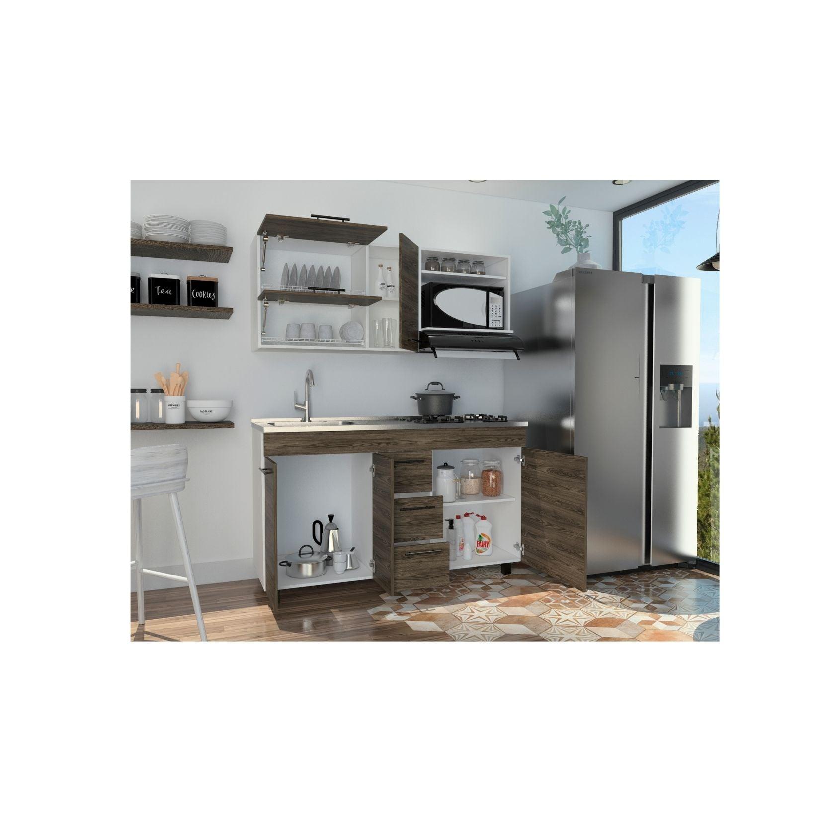 Cocina Integral Argent color Chocolate y Blanco.