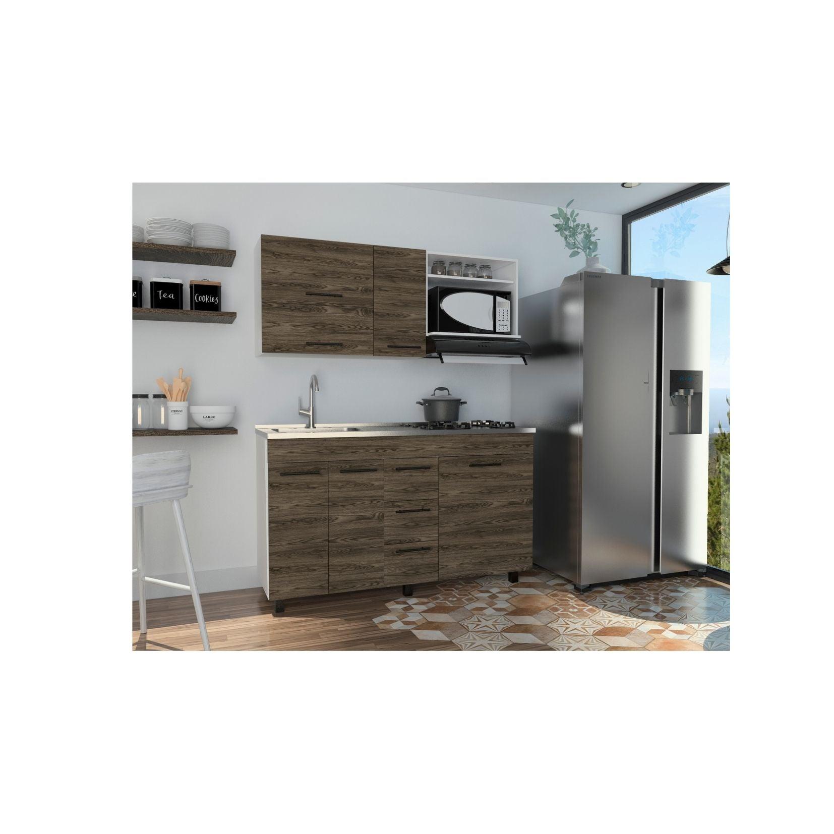 Cocina Integral Argent color Chocolate y Blanco.