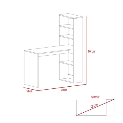 Escritorio Estantería Eloisa color Café claro y Blanco para Oficina.