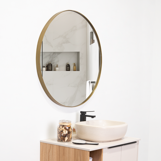 Espejo circular Aron 60 cm con marco dorado – Reflekta