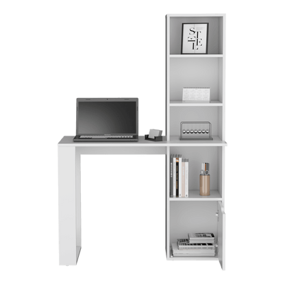 Escritorio Kandis, Blanco Duqueza, con cinco entrepaños y gran espacio de almacenamiento ZF - VIRTUAL MUEBLES