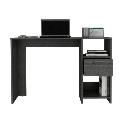 Escritorio Malasia, Gris, con Un Cajón Archivador y Dos Entrepaños ZF - VIRTUAL MUEBLES