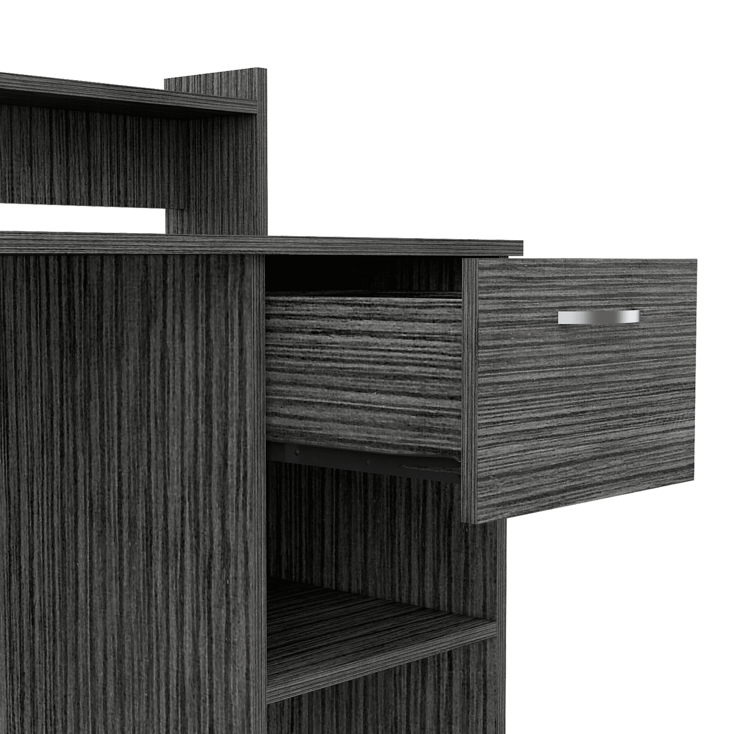 Escritorio Tulk, Gris, con Un Cajón Archivado y Dos Entrepaños ZF - VIRTUAL MUEBLES