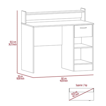 Escritorio Tulk, Gris, con Un Cajón Archivado y Dos Entrepaños ZF - VIRTUAL MUEBLES