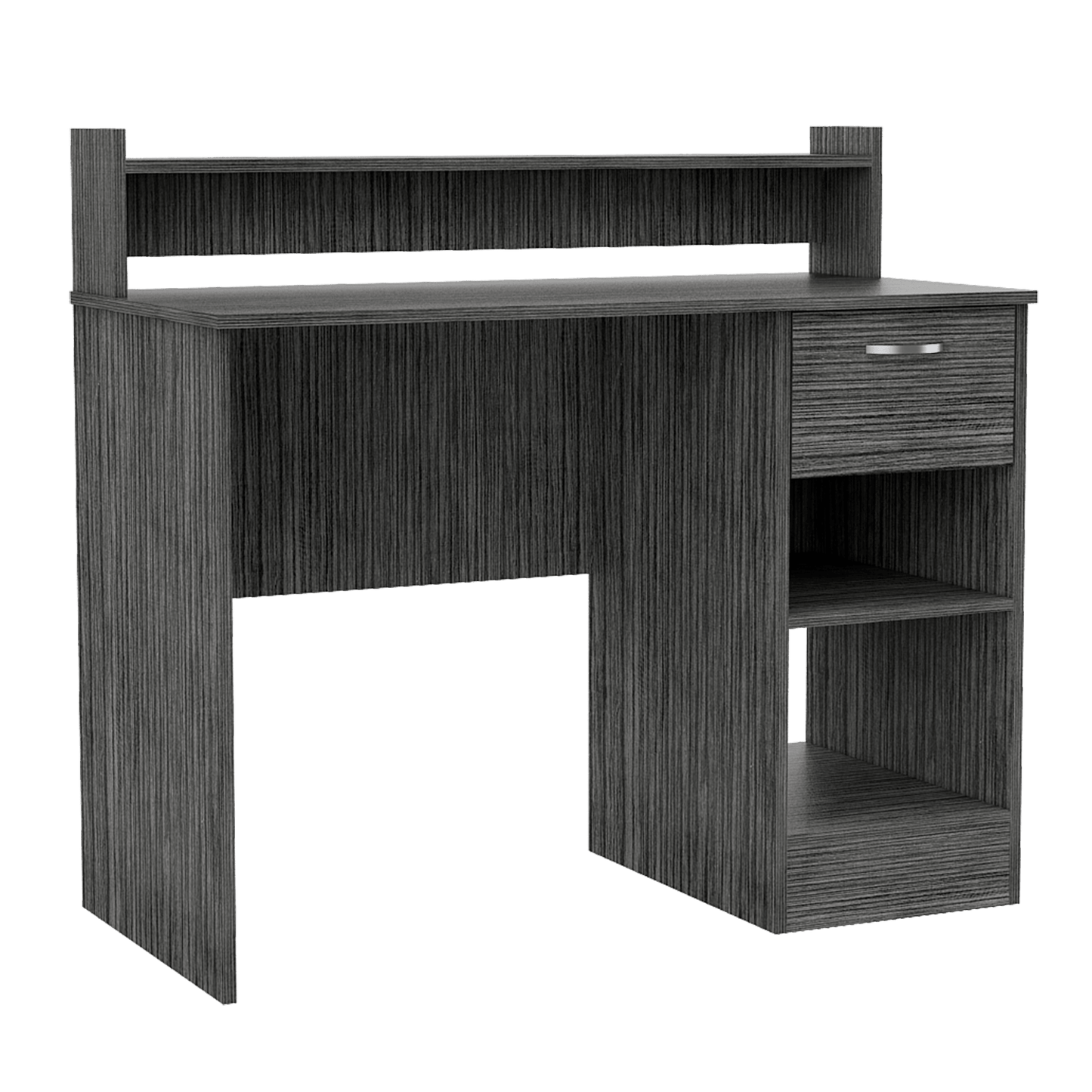 Escritorio Tulk, Gris, con Un Cajón Archivado y Dos Entrepaños ZF - VIRTUAL MUEBLES