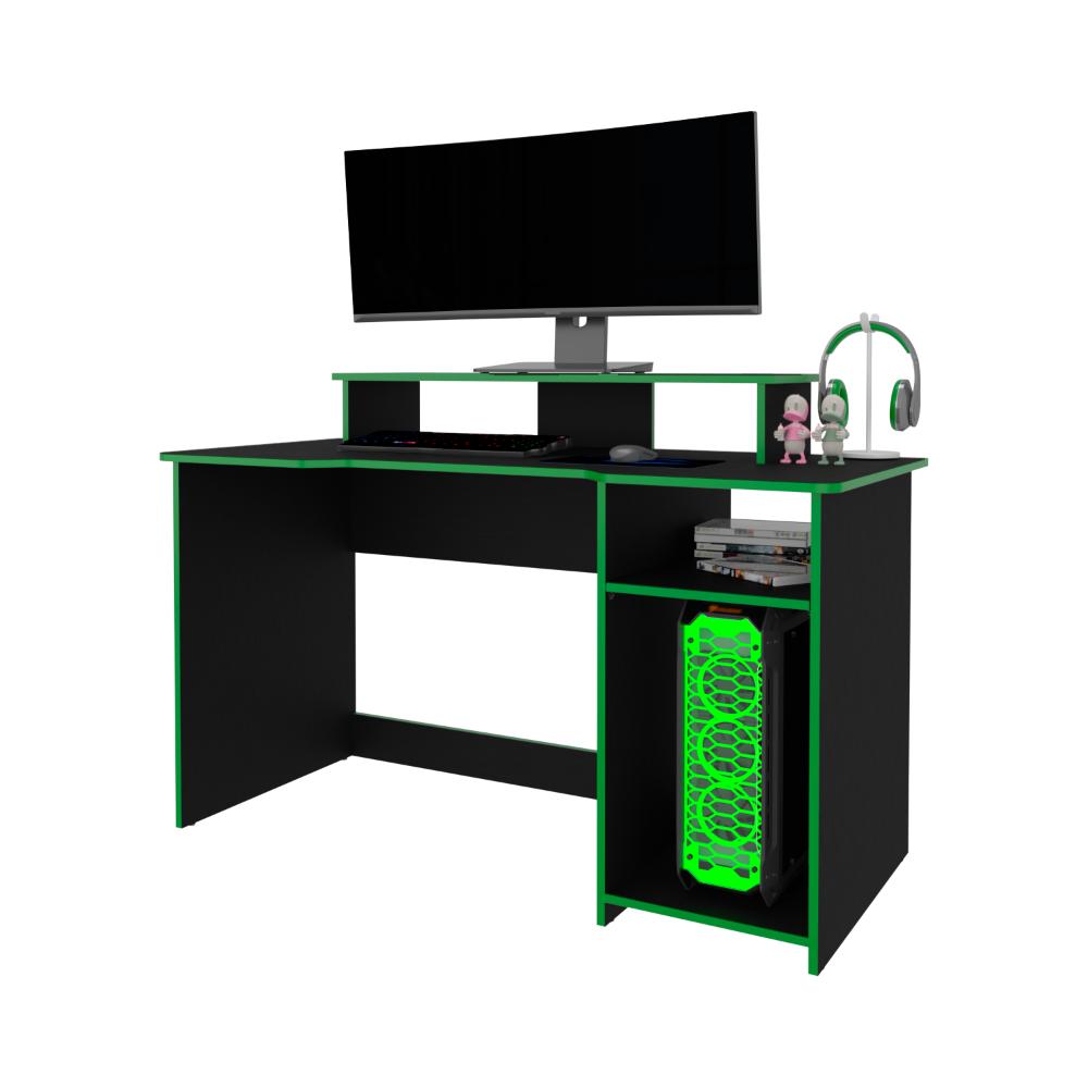 Combo Gamer Vintel · Escritorio + Silla · Verde y Negro