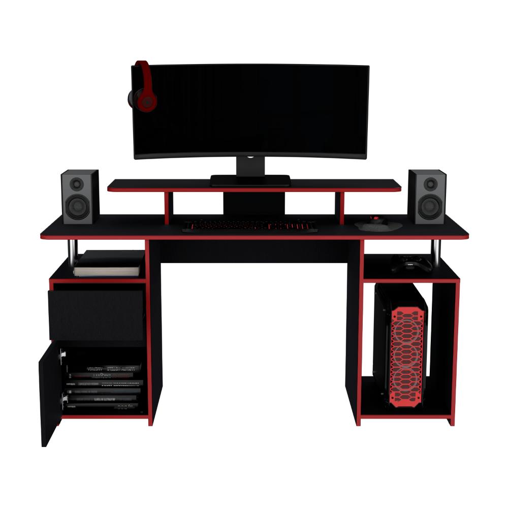 Combo Gamer Greci · Escritorio + Silla · Rojo y Negro