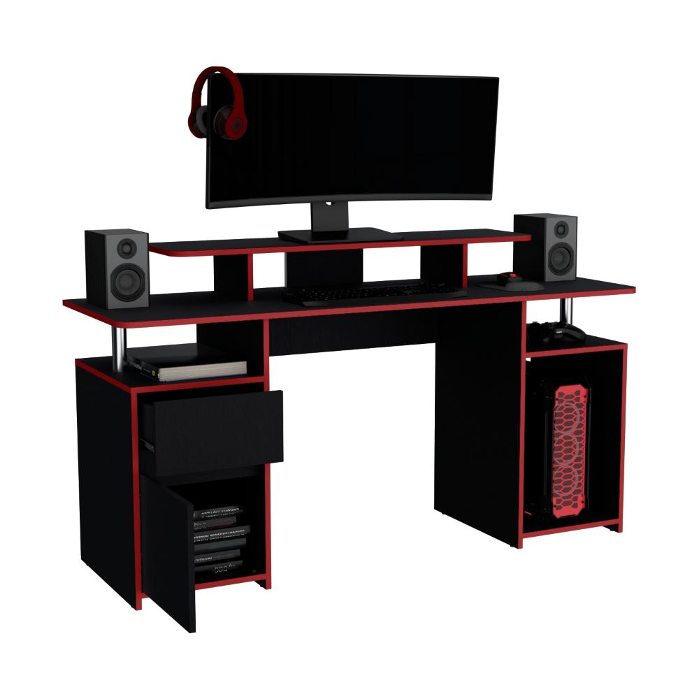 Combo Gamer Greci · Escritorio + Silla · Rojo y Negro