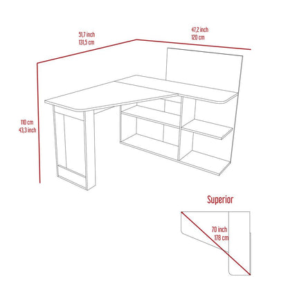 Escritorio En L Andalucia, Humo, con Variedad de Entrepaños ZF - VIRTUAL MUEBLES