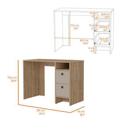 Escritorio Khali Z100 2 Cajones RTA Miel Taupe