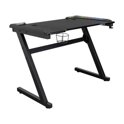 Escritorio gamer Silver negro con luz LED y estructura metálica 100 cm