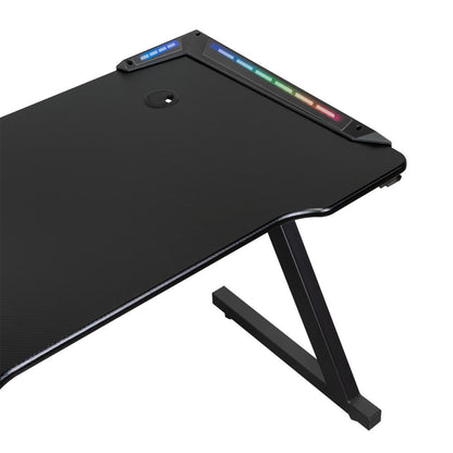 Combo gamer Mind con escritorio negro de luz led y silla gamer reclinable - medidas