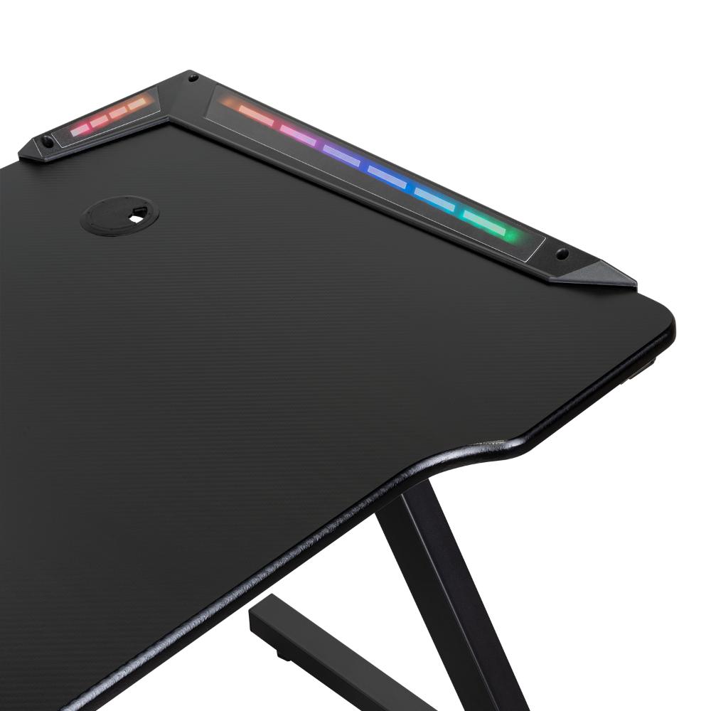 Escritorio gamer Silver negro con luz LED y estructura metálica 100 cm - vista lateral