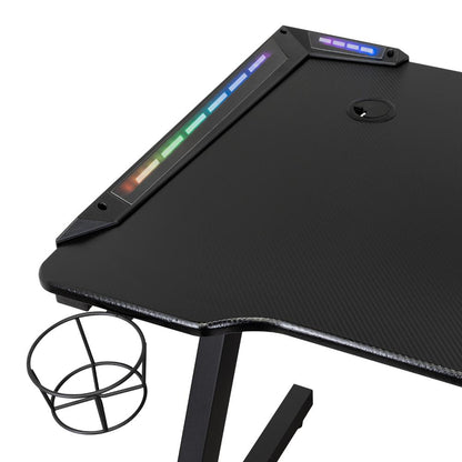 Escritorio gamer Silver negro con luz LED y estructura metálica 100 cm - detalle
