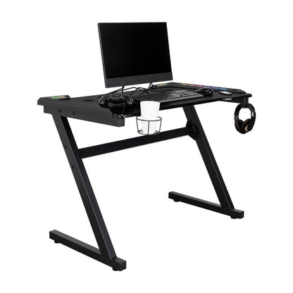 Escritorio gamer Silver negro con luz LED y estructura metálica 100 cm - medidas