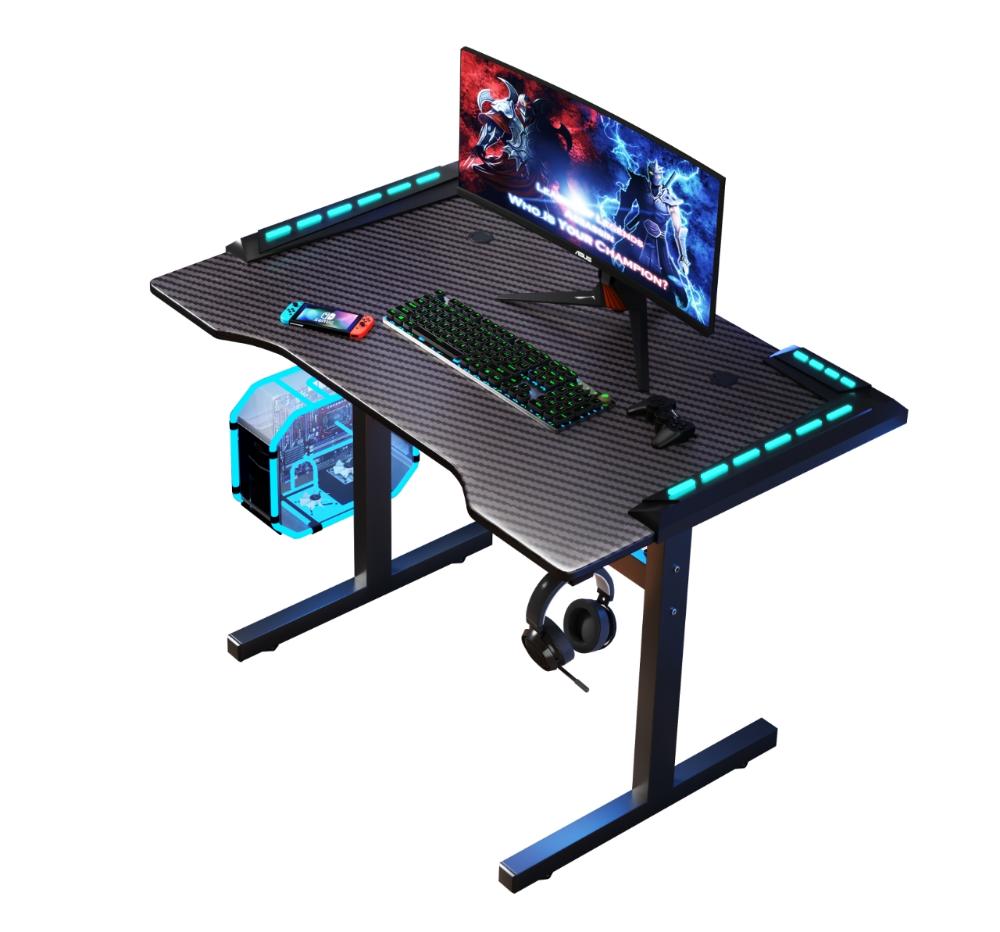 Combo gamer Fire escritorio con luz LED y silla gamer gris reclinable - detalle