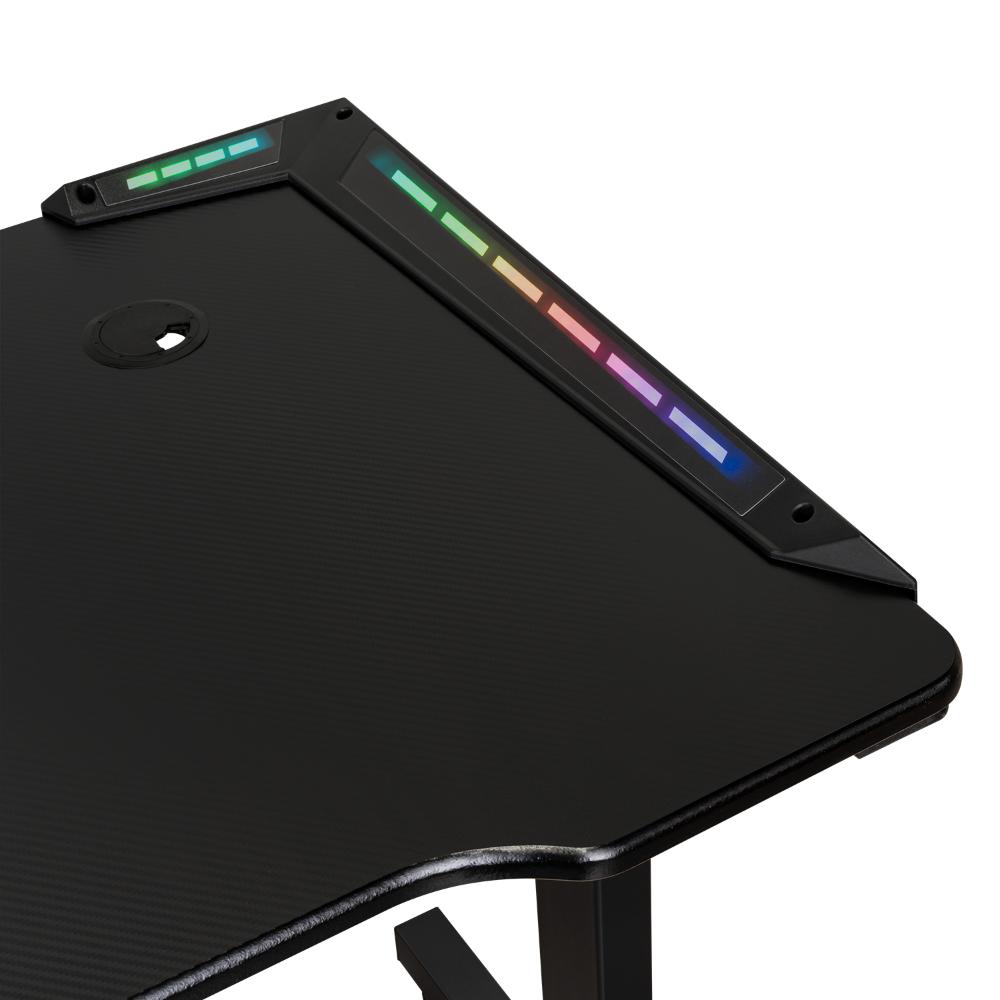 Escritorio gamer Matrix negro y azul con luz LED y estructura metálica, 100 cm - detalle