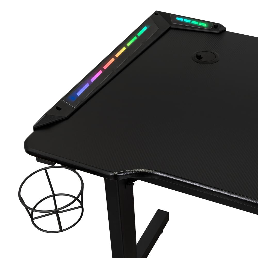 Combo gamer Fire escritorio con luz LED y silla gamer gris reclinable - medidas