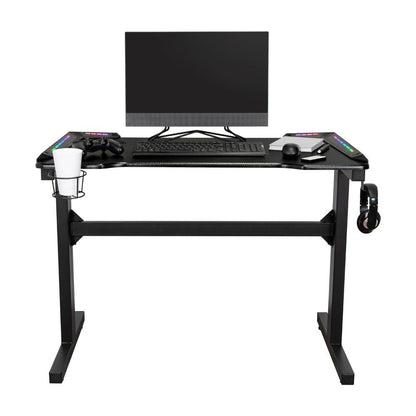 Combo gamer Fire escritorio con luz LED y silla gamer gris reclinable