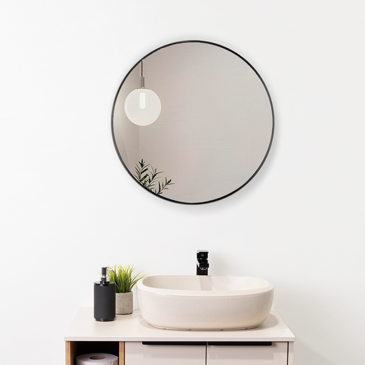 Espejo circular Barcelona 60 cm con marco de aluminio negro – Reflekta