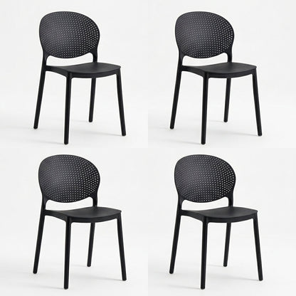 Set de 4 Sillas Florida, Color Negro, con Espaldar y Diseño Moderno