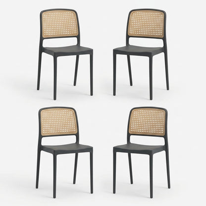Set de 4 Sillas Texas, Color Negro y Beige, con Espaldar Transpirable