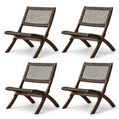 Set de 4 Sillas Plegable de Madera para Exterior Vora, Mocha, Diseño Rústico y Moderno