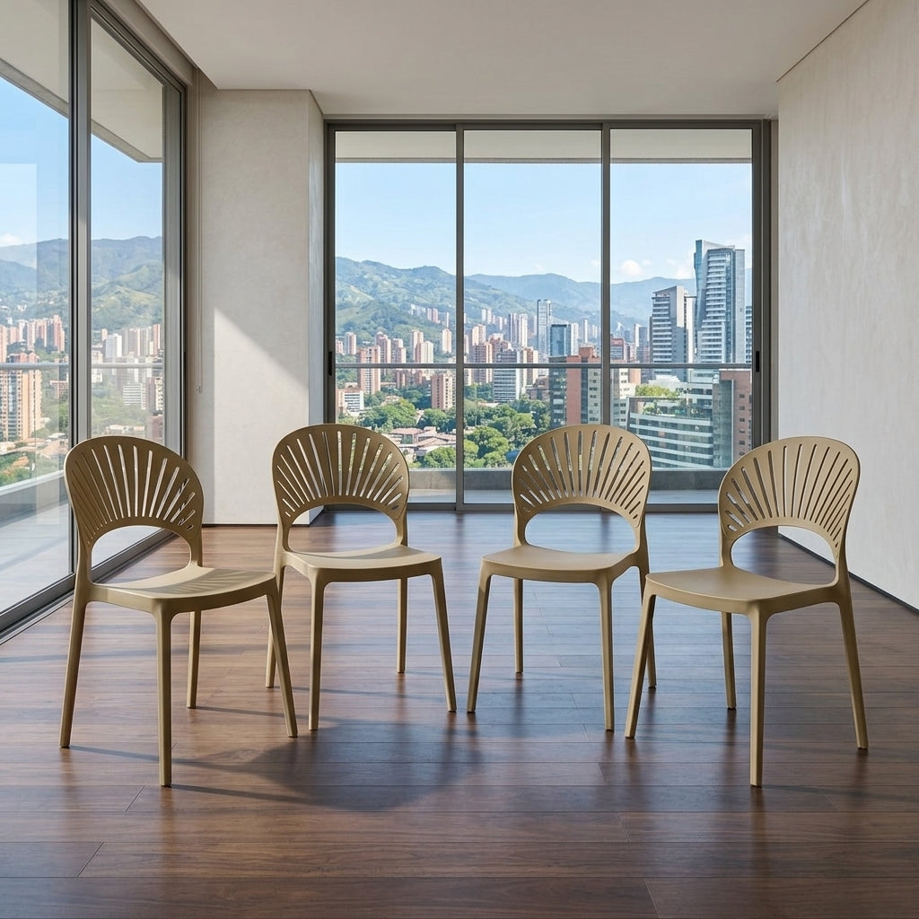 Set de 4 Sillas Paraíso, Color Khaki, con Espaldar y Diseño Moderno