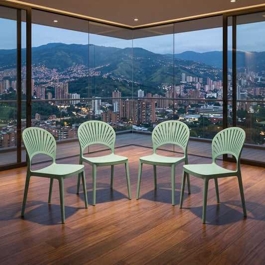 Set de 4 Sillas Paraíso, Color Azul Claro, con Espaldar y Diseño Moderno