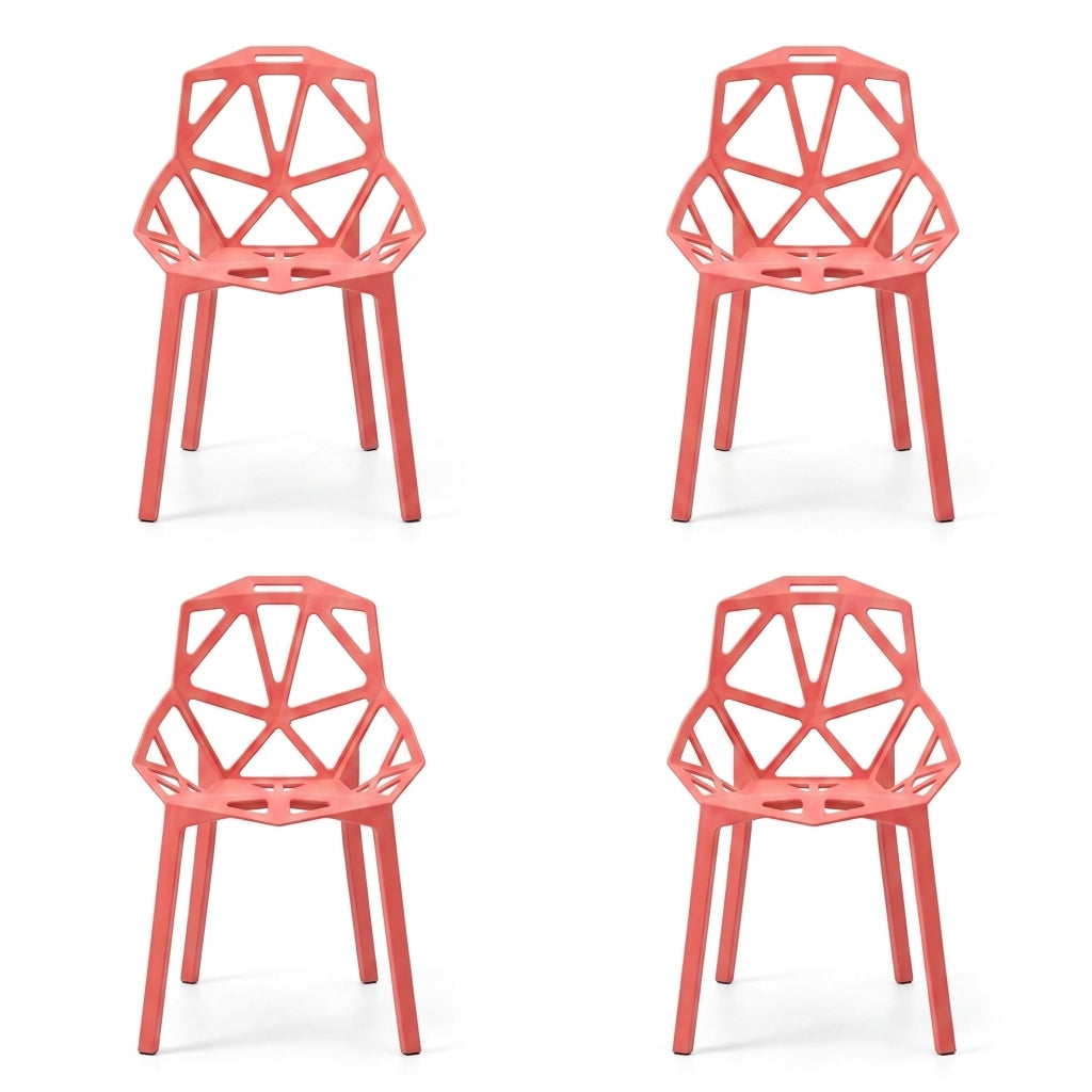 Set de 4 Sillas Roxy, Color Salmón, con Espaldar y Diseño Moderno