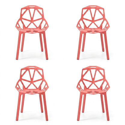 Set de 4 Sillas Roxy, Color Salmón, con Espaldar y Diseño Moderno