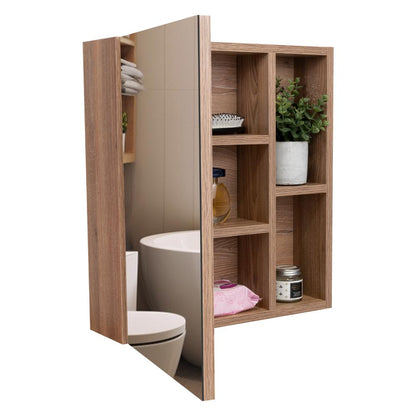 Gabinete de Baño Labell, Miel, con Puerta Espejo y Entrepaños