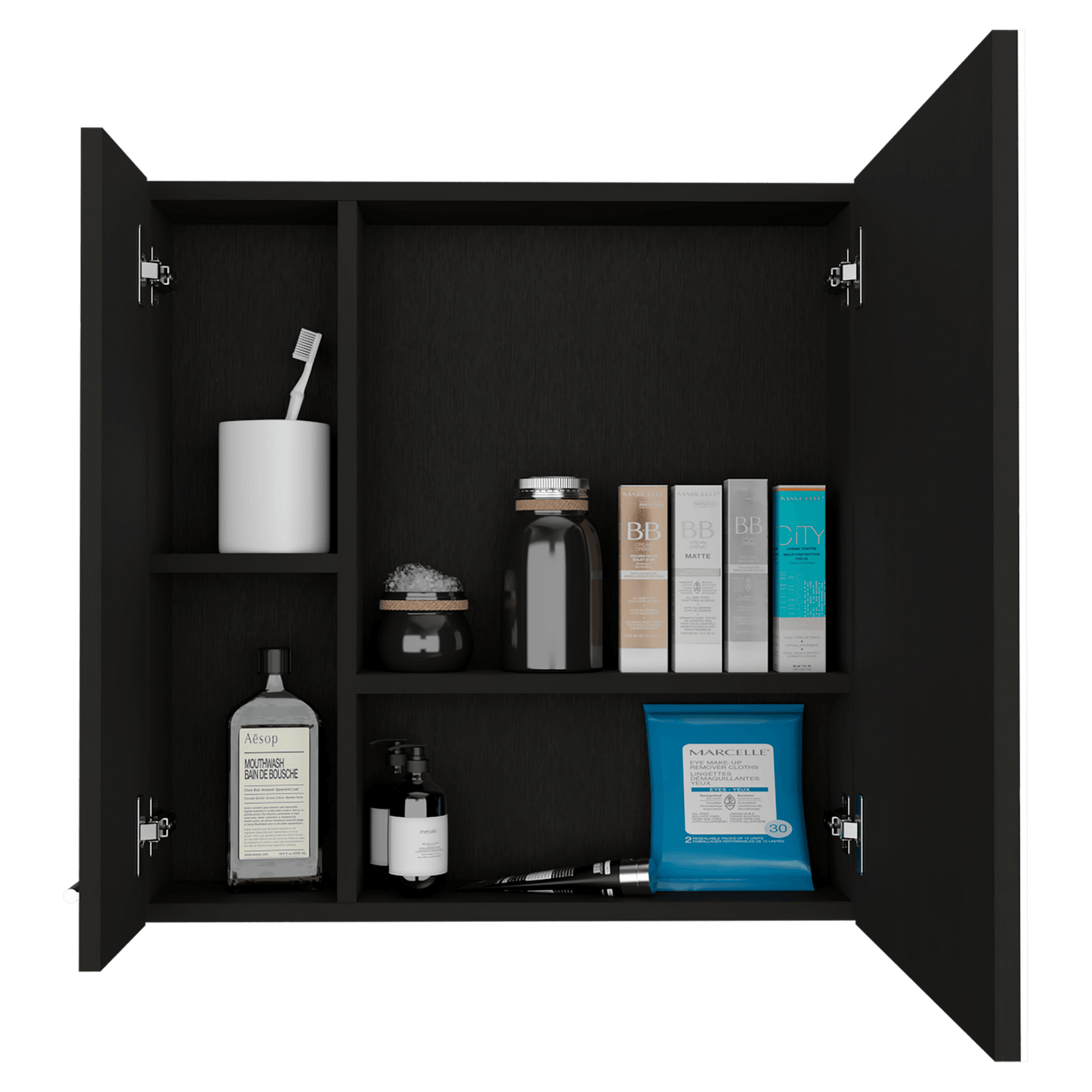 Gabinete de Baño Depp, Wengue, con Puerta Espejo Biselado y Dos Entrepaños ZF - VIRTUAL MUEBLES