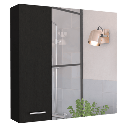 Gabinete de Baño Depp, Wengue, con Puerta Espejo Biselado y Dos Entrepaños ZF - VIRTUAL MUEBLES